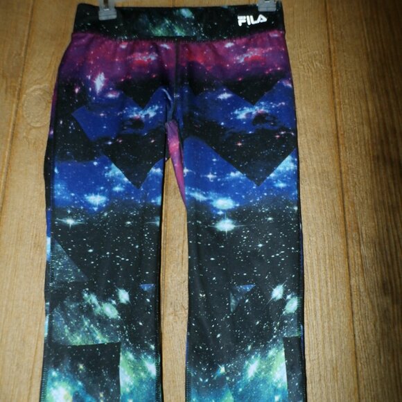 WOMENS FILA Performance Sportl Running Legging Capri Galaxy Galactic design - Picture 6 of 10